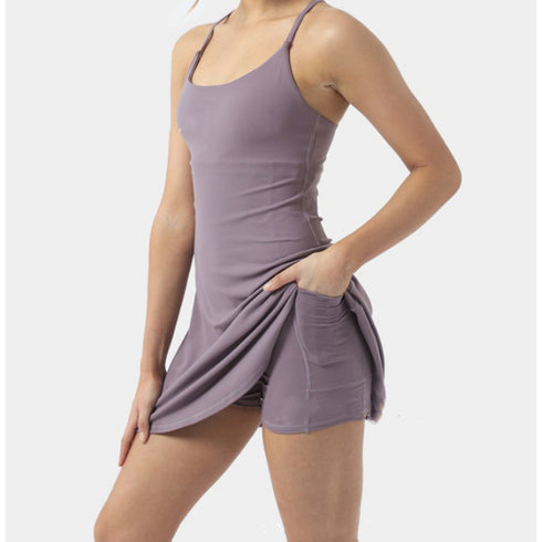 Tennis Dress Women Slip Dresses Sport Halter Skirt  Shorts - ROUTINE FASHION
